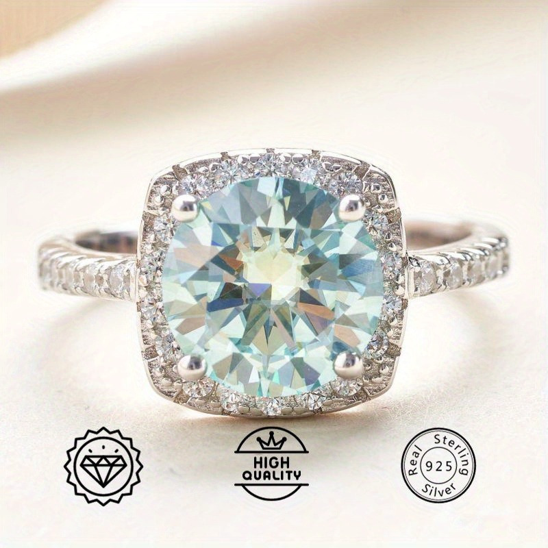 Light Moissanite 925 Sterling Silver Ring Wedding Anniversary Gift
